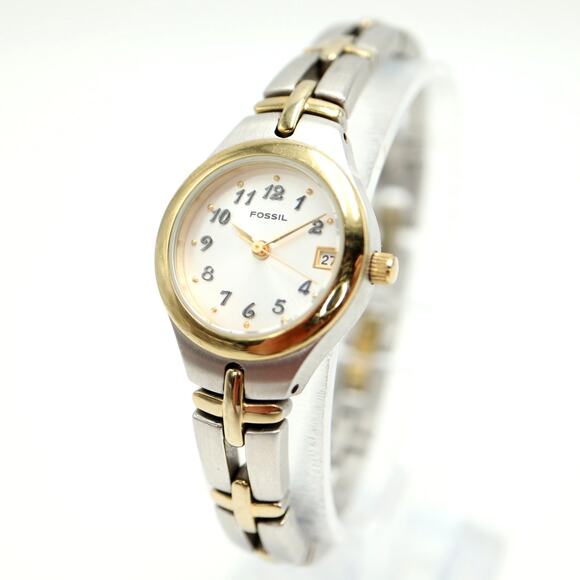 Fossil F2 Two Tone Womens 23mm Round Date Watch 6" Bracelet ES9439 w New Battery - Picture 1 of 12
